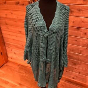 Awesome vintage 90s Newport News style crochet poncho sweater!